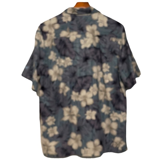 Caribbean‎ Joe Silk Hawaiian Shirt Hibiscus Palm Frond Size M - Picture 6 of 6